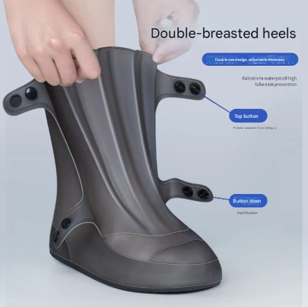 2 Pcs Size S Dark Grey Reusable Waterproof Shoe Covers - Heavy Duty Non-Slip Rain Boot Protectors