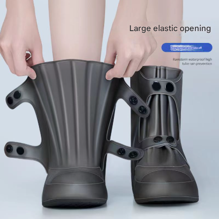 2 Pcs Size XL Dark Grey Reusable Waterproof Shoe Covers - Heavy Duty Non-Slip Rain Boot Protectors