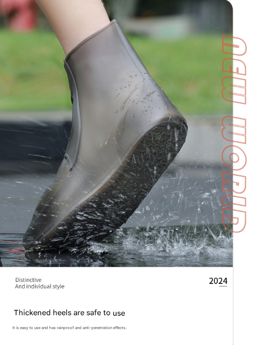2 Pcs Size XL Dark Grey Reusable Waterproof Shoe Covers - Heavy Duty Non-Slip Rain Boot Protectors