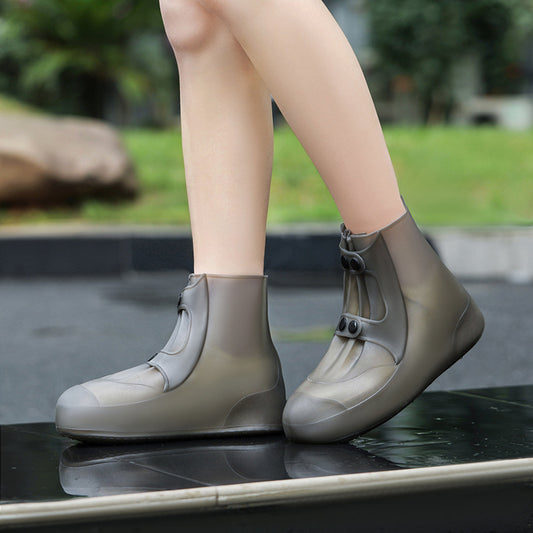 2 Pcs Size 3XL Dark Grey Reusable Waterproof Shoe Covers - Heavy Duty Non-Slip Rain Boot Protectors