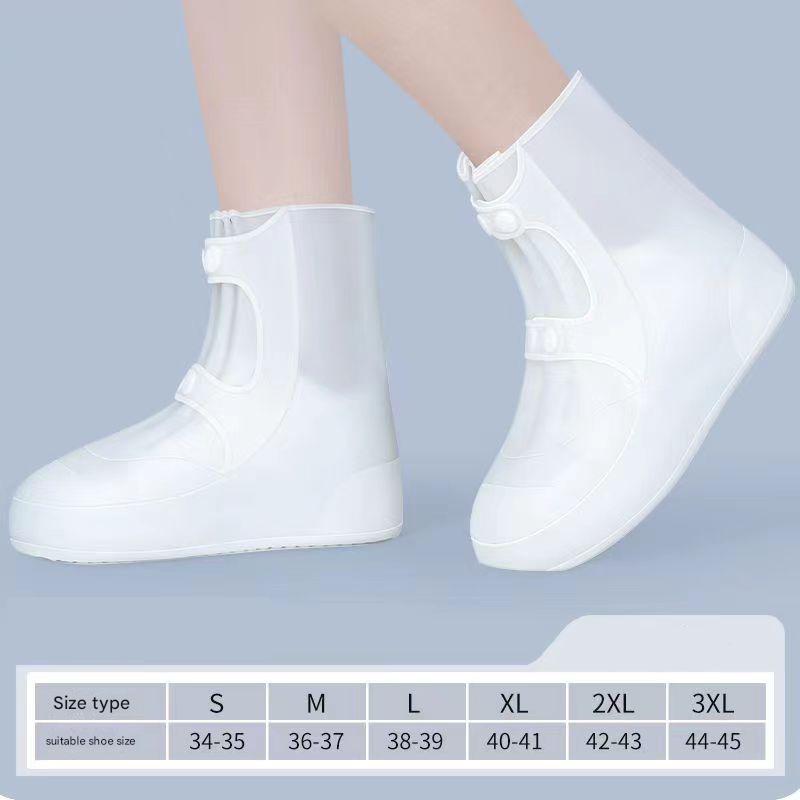 2 Pcs Size 3XL White Reusable Waterproof Shoe Covers - Heavy Duty Non-Slip Rain Boot Protectors