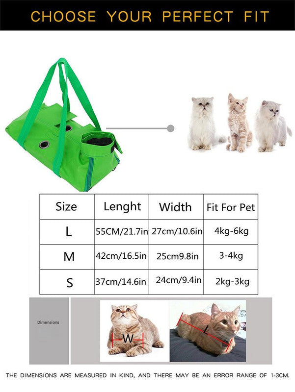Size M Orange Multi-Functional Cat Grooming Bag - Anti-Scratch Restraint Pouch for Nail Trimming and Vet Visits