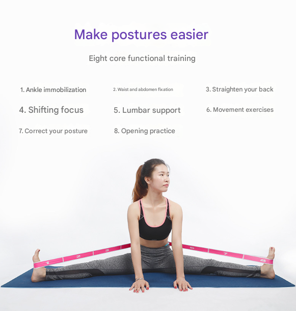 Pink and Blue 9-Loop Yoga Stretch Strap - Numbered Band for Flexibility and Physical Therapy