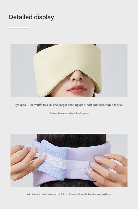 Grey Reversible All-Season Sleep Mask - Cooling & Warming with Sound Muffling Ear Covers Function