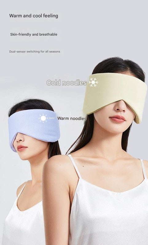 Pink Reversible All-Season Sleep Mask - Cooling & Warming with Sound Muffling Ear Covers Function