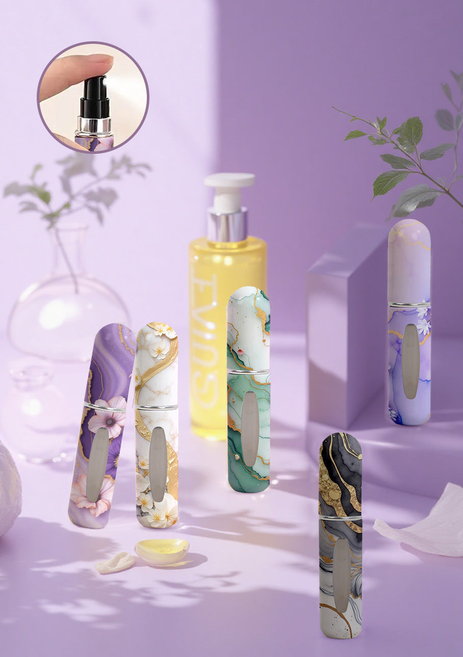 Purple Chic Marble Travel Perfume Atomizer Set (3-Pack) - 5ml Leakproof Bottom-Fill Spray Bottles
