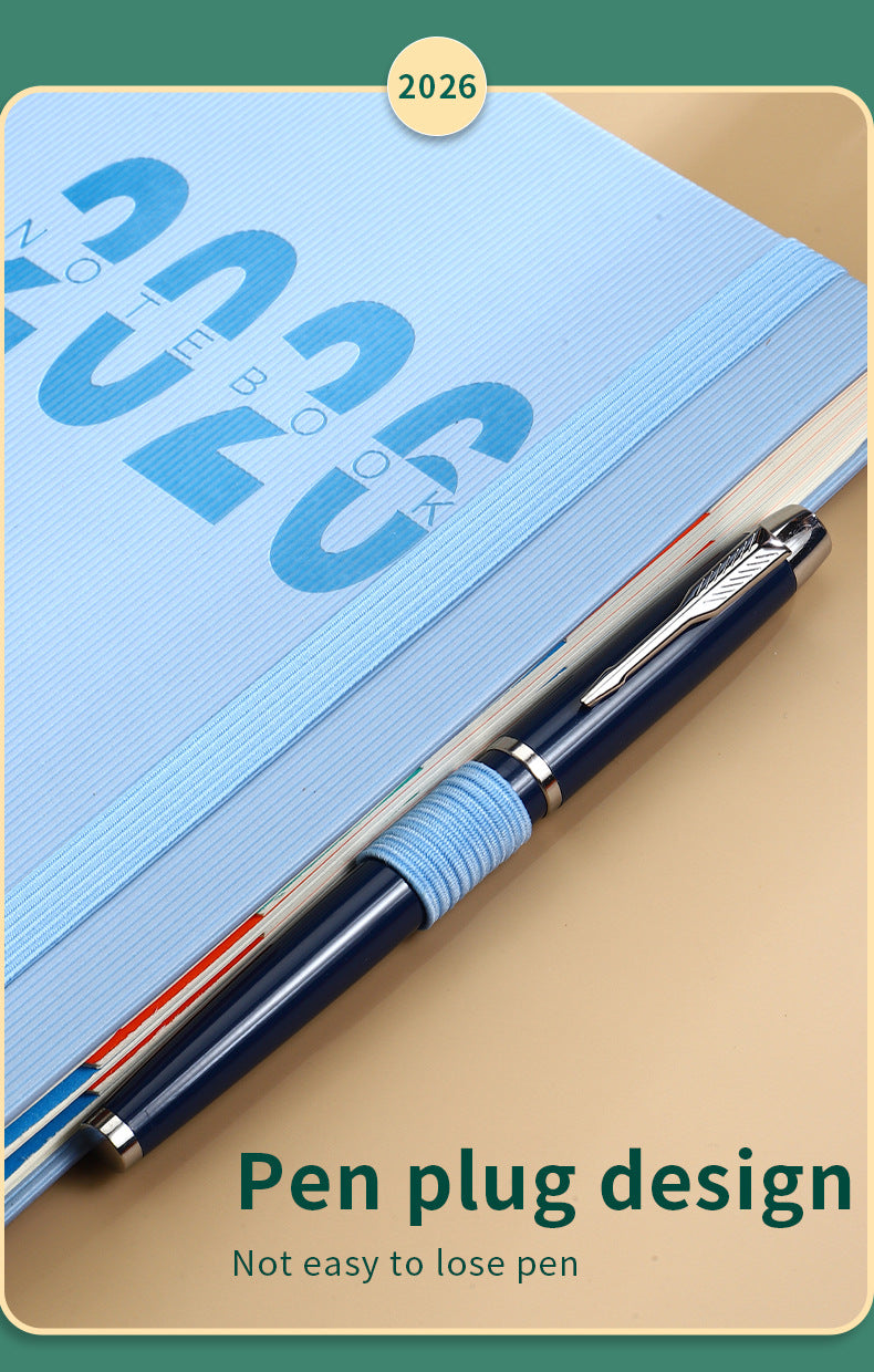 Red 2026 A5 English Daily Planner Notebook 365-Day Schedule Book for Monthly & Annual Planning