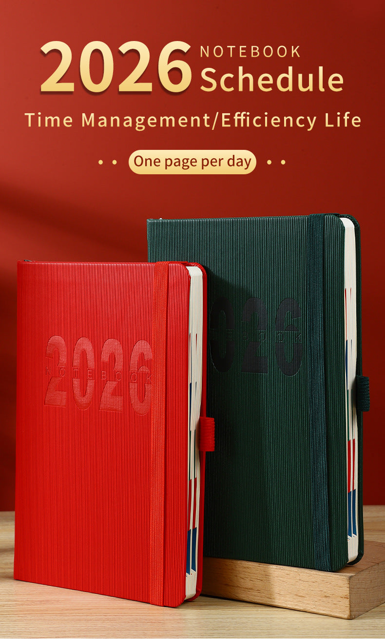 Orange 2026 A5 English Daily Planner Notebook 365-Day Schedule Book for Monthly & Annual Planning
