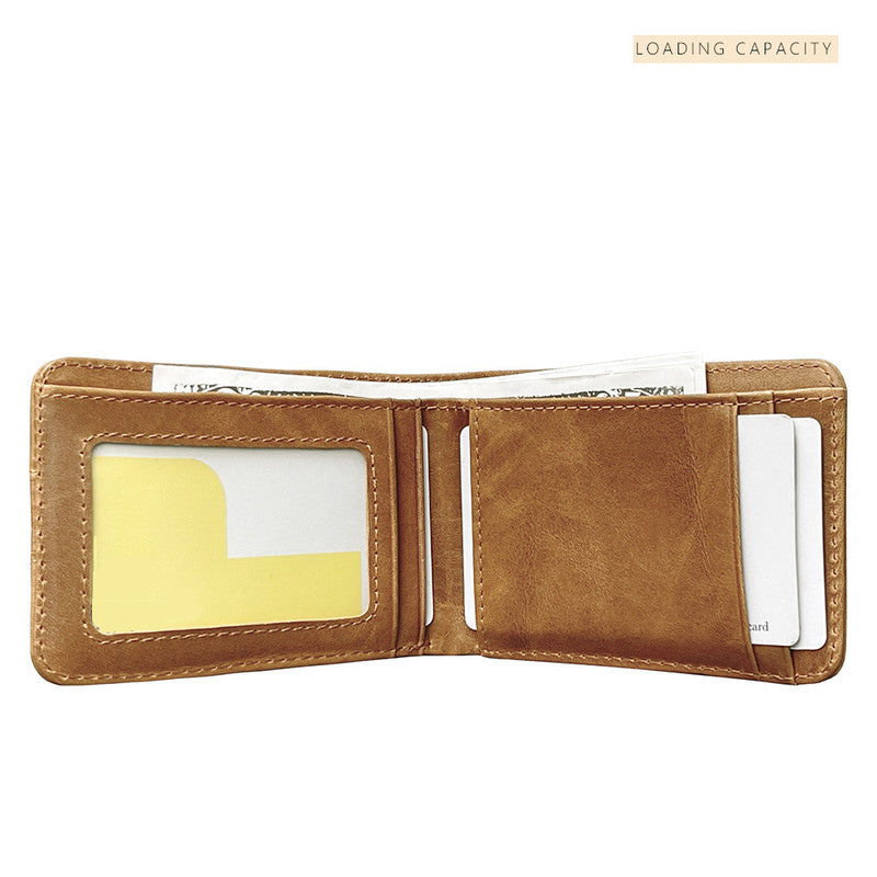Black Men's Genuine Leather Wallet Vintage Casual Short Bi-fold Cowhide Money Clip Card Holder