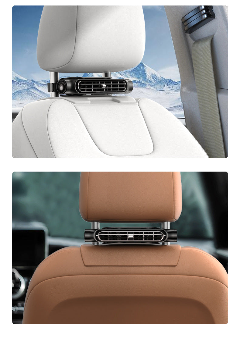 Beige Car Seat Back Headrest Fan USB Powered Turbine Cooling Fan with 3 Adjustable Speeds