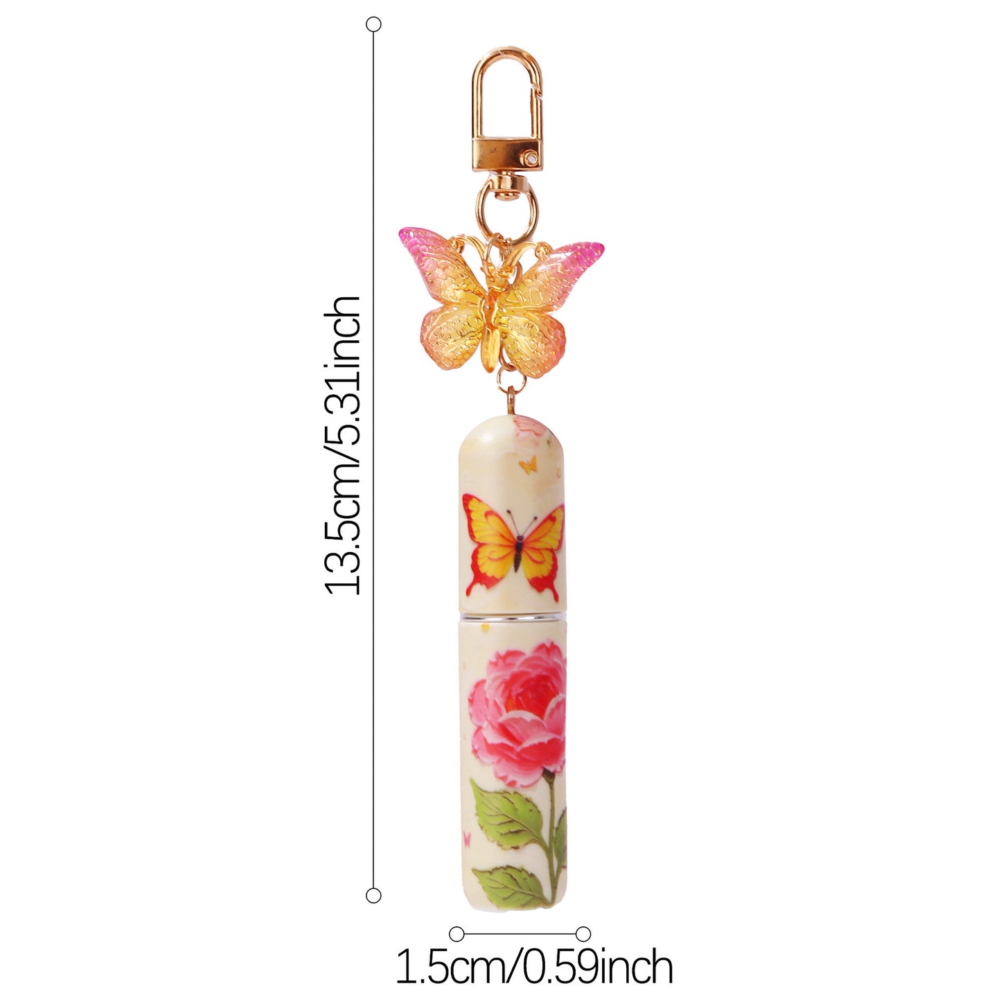 Purple 3 Pcs Portable 5ml Perfume Atomiser Keychain - Refillable Floral Spray Bottle with Butterfly Charm for Travel & Handbag