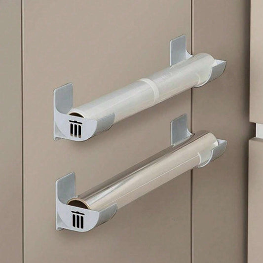 Grey 10 Pairs Self-Adhesive Wall Mount Storage Holders - Drill-Free Plastic Organiser Racks for Garbage Bags Cling Wrap & Umbrellas - Rental Friendly Kitchen Accessories