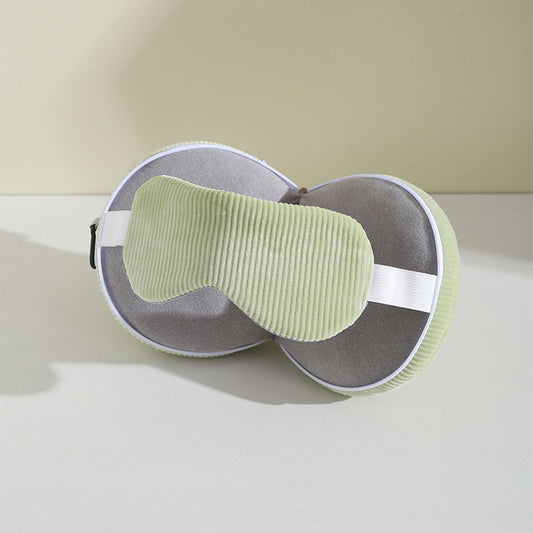 Green and Grey 3-in-1 Foldable Sleep Eye Mask with Neck Pillow - Compact Travel Pillow for Airplane, Office Naps and Restful Sleep