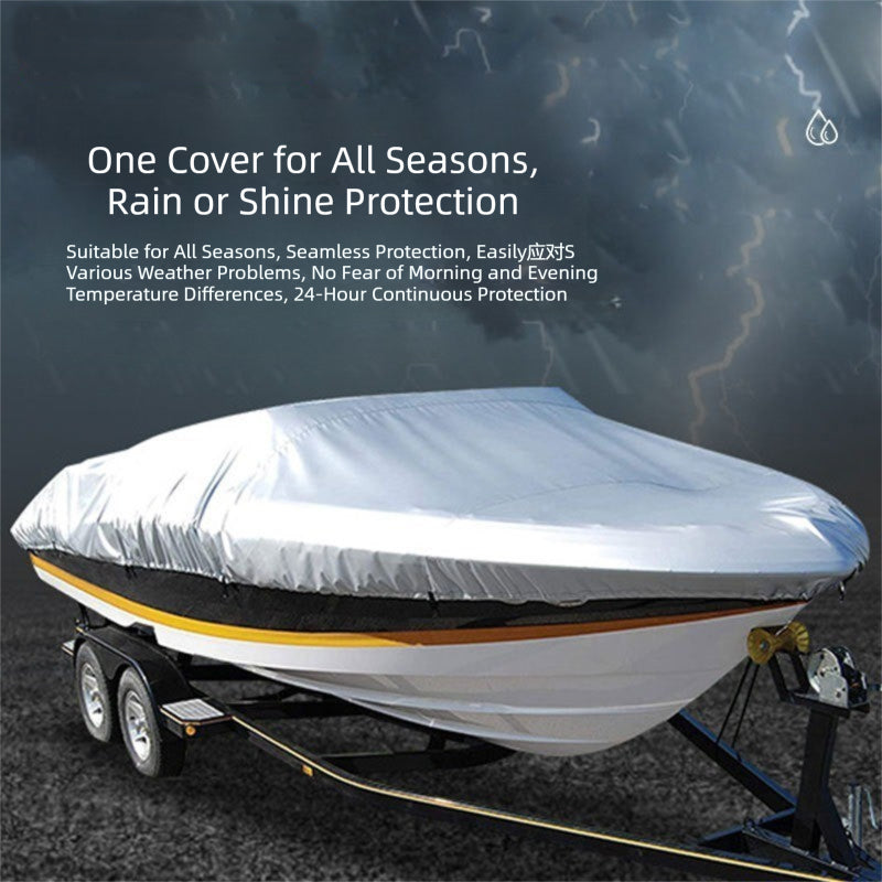 Black Heavy Duty Waterproof Tarp Covers with Storage Bag, Fits V-Hull, Fish&Ski, Pro-Style, Fishing, Runabout, Bass Boats, 11-13 feet (420cm x 270cm)