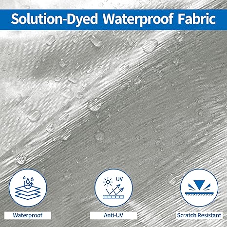 Grey Heavy Duty Waterproof Tarp Covers with Storage Bag, Fits V-Hull, Fish&Ski, Pro-Style, Fishing, Runabout, Bass Boats, 17-19FT(600cm*310cm)