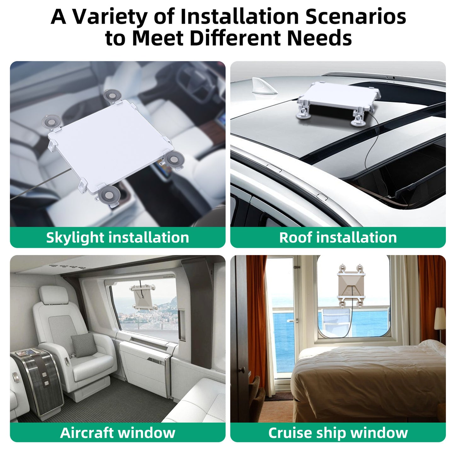 White Star Mini Car Suction Mount Bracket - Universal Glass Mount for Roof, Skylight, and Vehicle Windows