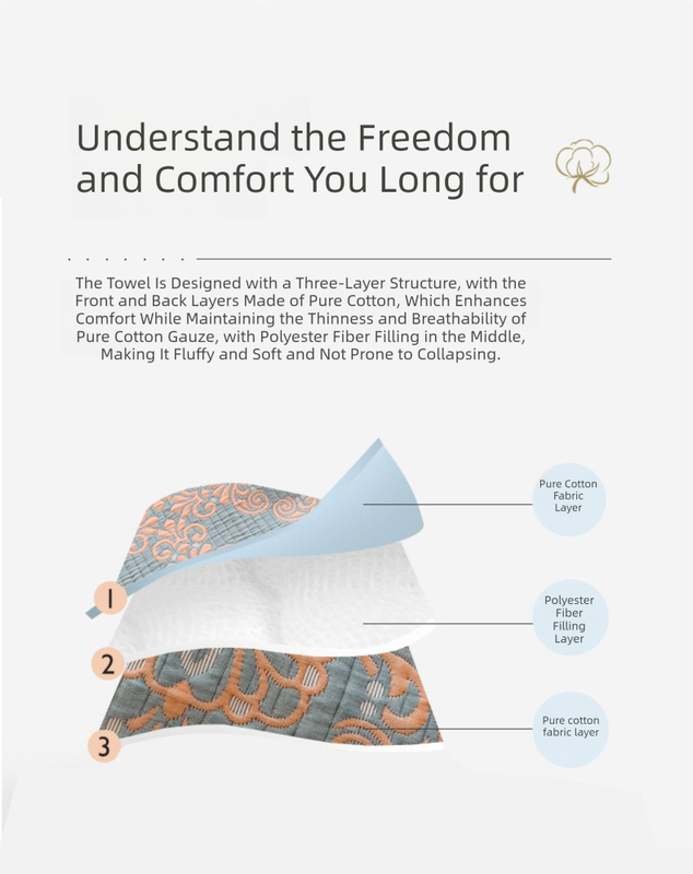 Grey and Orange Cotton Three-Layer Gauze Bed Cover Set - Reversible Vintage Printed Blanket with Two Pillowcases for Year-Round Use(120*150cm)