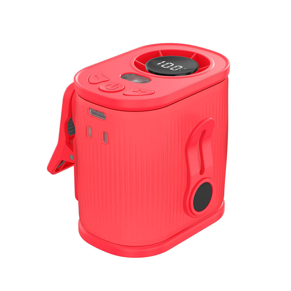 Red High-Speed Mini Clip Fan with 360° Rotation – Portable, Rechargeable & Multi-Functional Cooling Solution