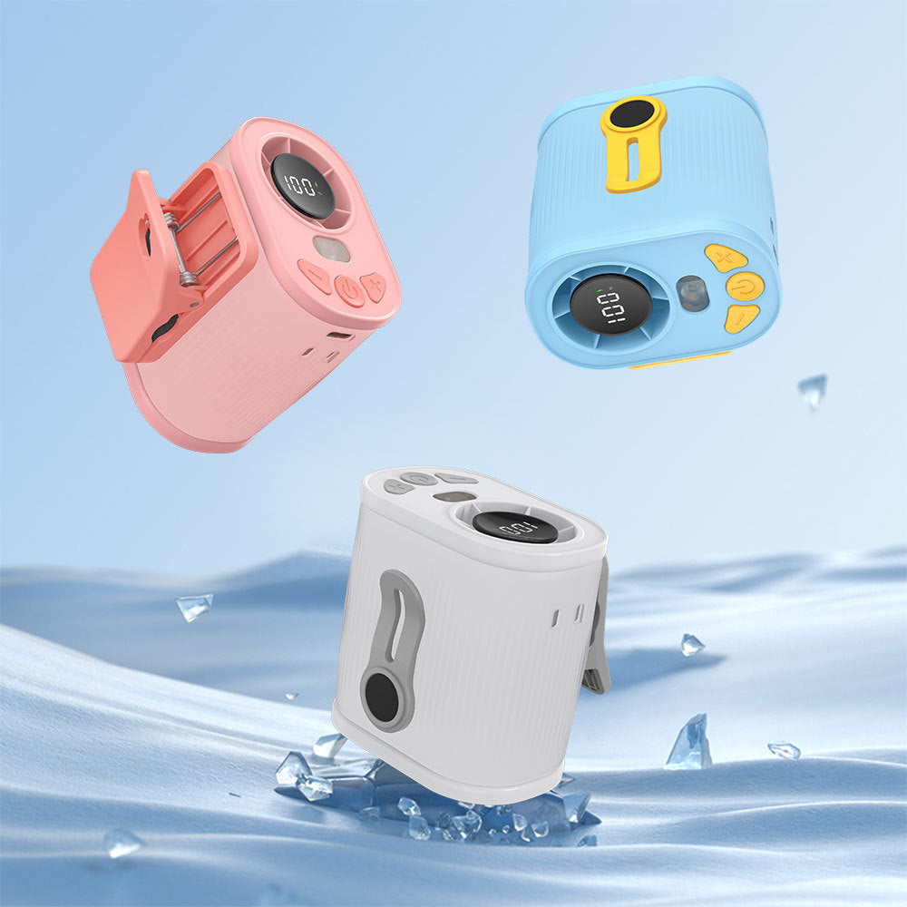 Red High-Speed Mini Clip Fan with 360° Rotation – Portable, Rechargeable & Multi-Functional Cooling Solution