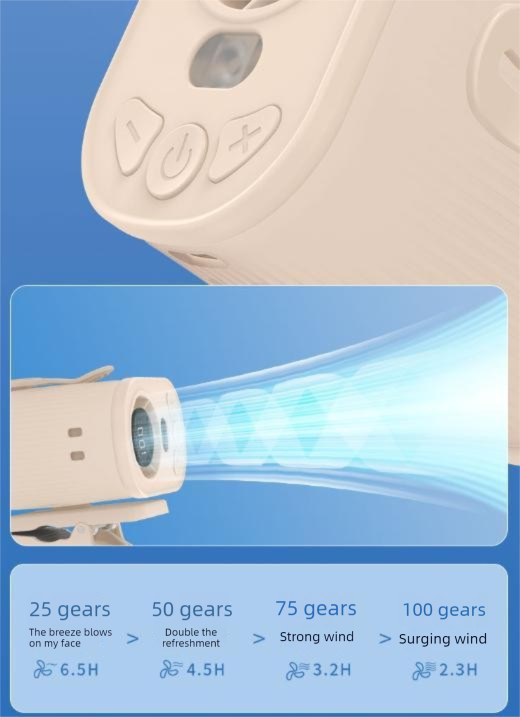 Blue High-Speed Mini Clip Fan with 360° Rotation – Portable, Rechargeable & Multi-Functional Cooling Solution