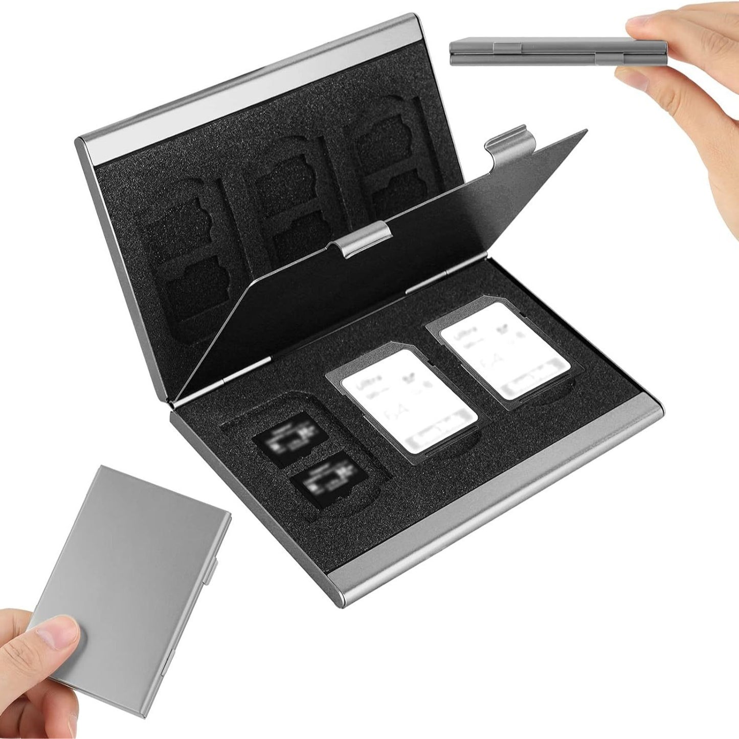 Silver High-Quality Aluminum SD & TF Card Case – Premium Storage Solution for Memory Cards(Memory card not included)