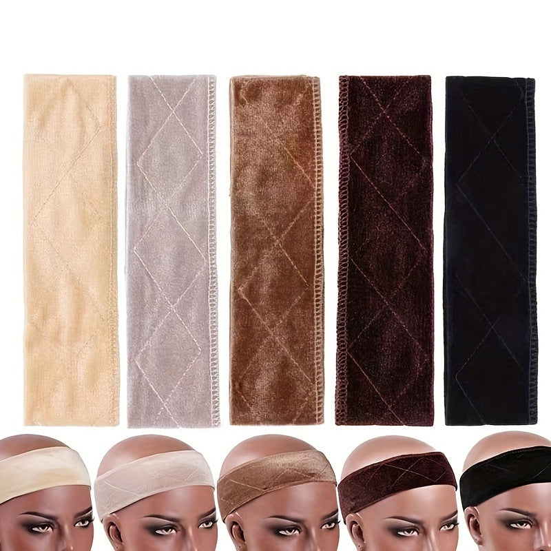 3-Pack Khaki Velvet Wig Headband – Soft, Stretchy & Secure Lace Wig Band for Seamless Hairpiece Fit