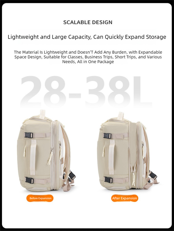 Yellow Stylish & Spacious Backpack – Lightweight, Expandable Travel & Daily Use Rucksack (31×20×43cm)