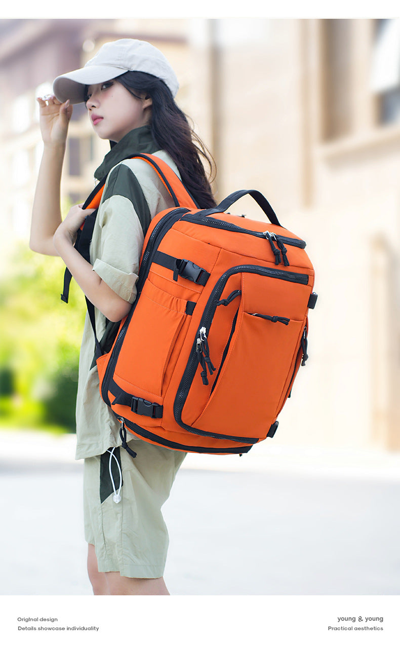 Beige Stylish & Spacious Backpack – Lightweight, Expandable Travel & Daily Use Rucksack (31×20×43cm)