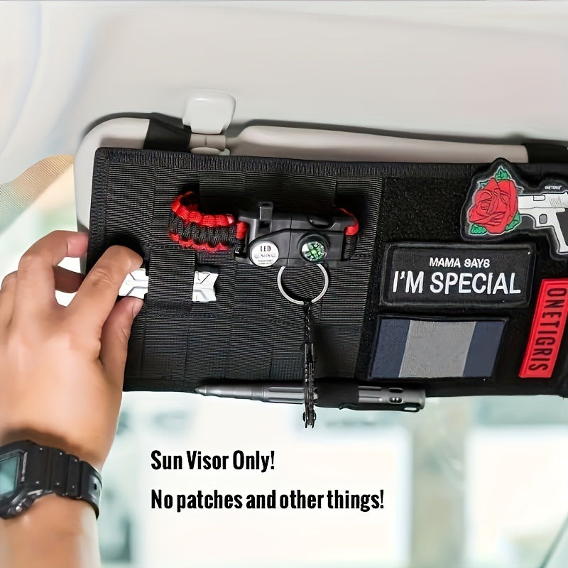 2 Pcs Khaki Car Sun Visor Organizer – Multi-Purpose Tactical Storage Bag for Tools, Cards & Gear