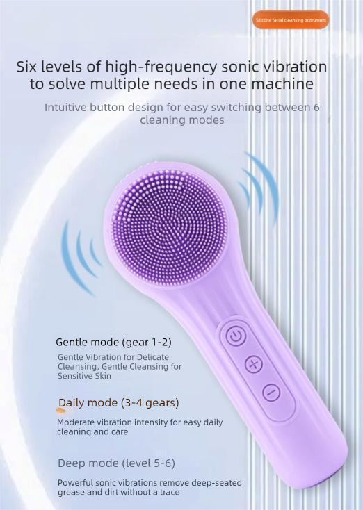 Black Multi-Functional Silicone Facial Cleansing Brush – Ultrasonic & Heat Infusion Beauty Device
