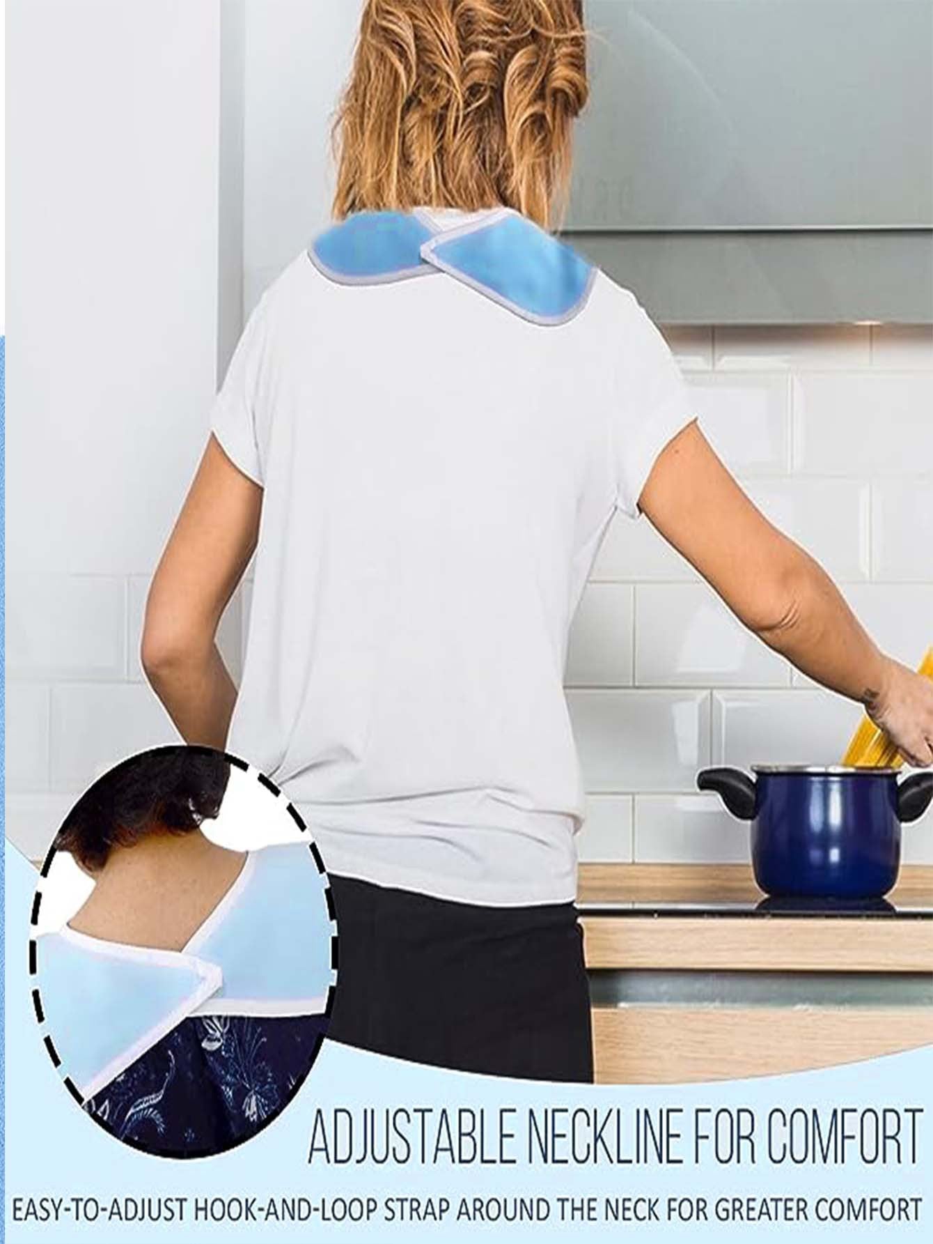 Blue Anti-Stain Feeding Apron with Pocket – Adjustable Care Bib for Elderly & Disabled Adults (2-Pack)