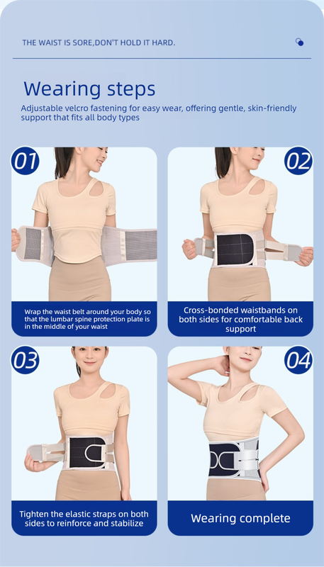Size L Grey Wide Breathable Lumbar Support Belt  – Adjustable Back Brace for Pain Relief & Posture Correction