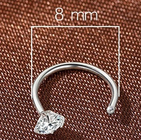 8mm  (4-Pair Set) Minimalist C-Shaped Hoop Earrings with CZ Studs - S999 Sterling Silver