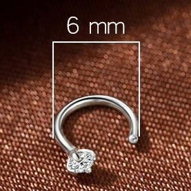6mm  (4-Pair Set) Minimalist C-Shaped Hoop Earrings with CZ Studs - S999 Sterling Silver
