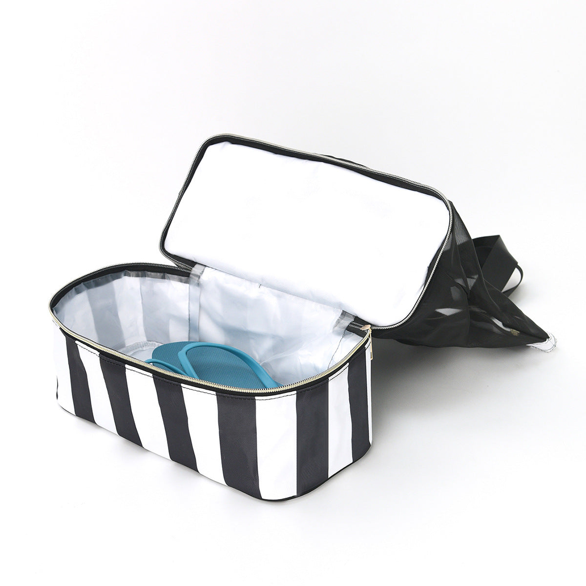 Black 2-in-1 Large Capacity Beach Bag - Portable Swim & Travel Tote with Insulated Cooler (45x17x40 cm)