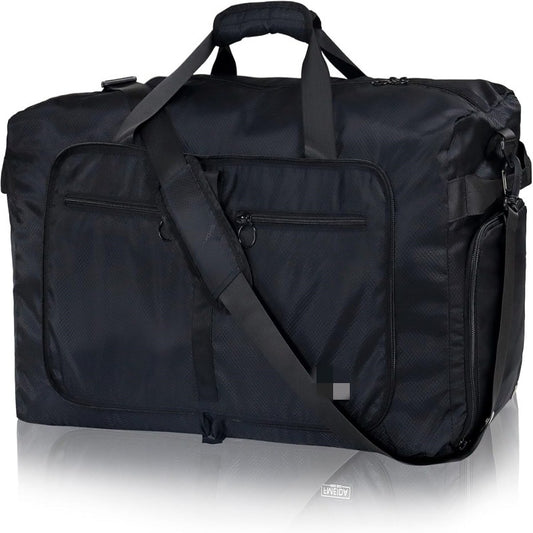 Large Capacity Foldable Travel Duffle Bag - Detachable Shoulder Strap, Gym & Yoga Storage, Business Luggage & Sports Bag (24.5x11.5x14 inches)
