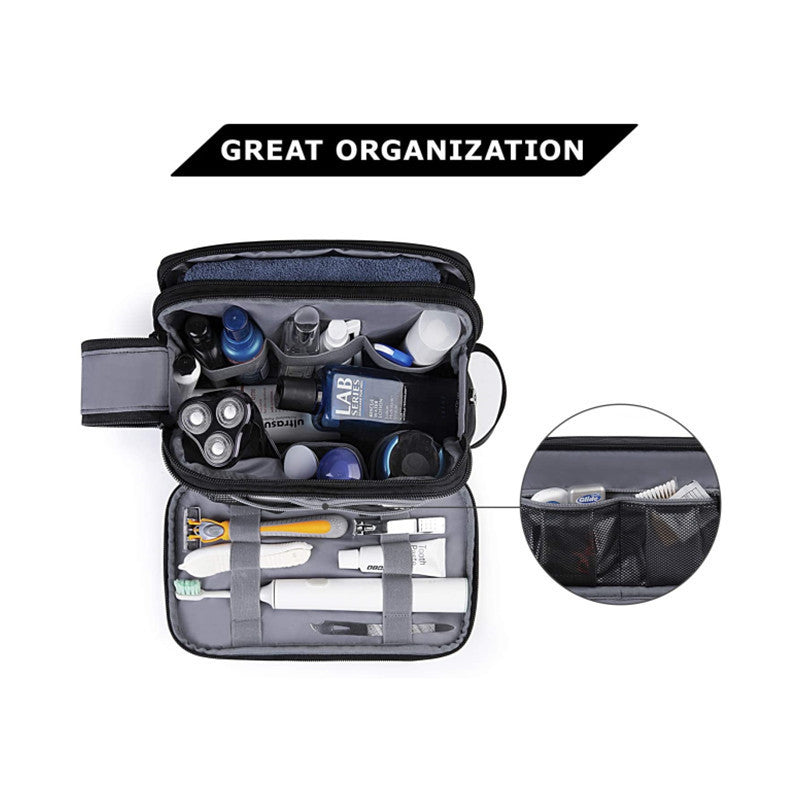 Black Large Capacity Travel Toiletry Bag - Splash-Proof Organizer for Men's Business Trips & Swimming (24x11.7x16 cm)