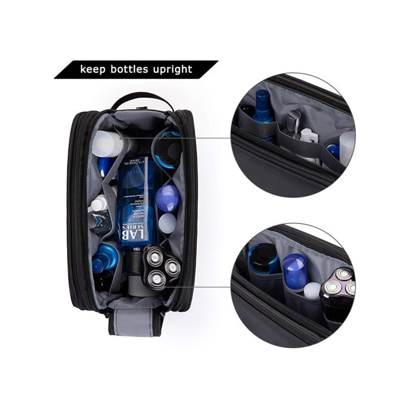 Black Large Capacity Travel Toiletry Bag - Splash-Proof Organizer for Men's Business Trips & Swimming (24x11.7x16 cm)