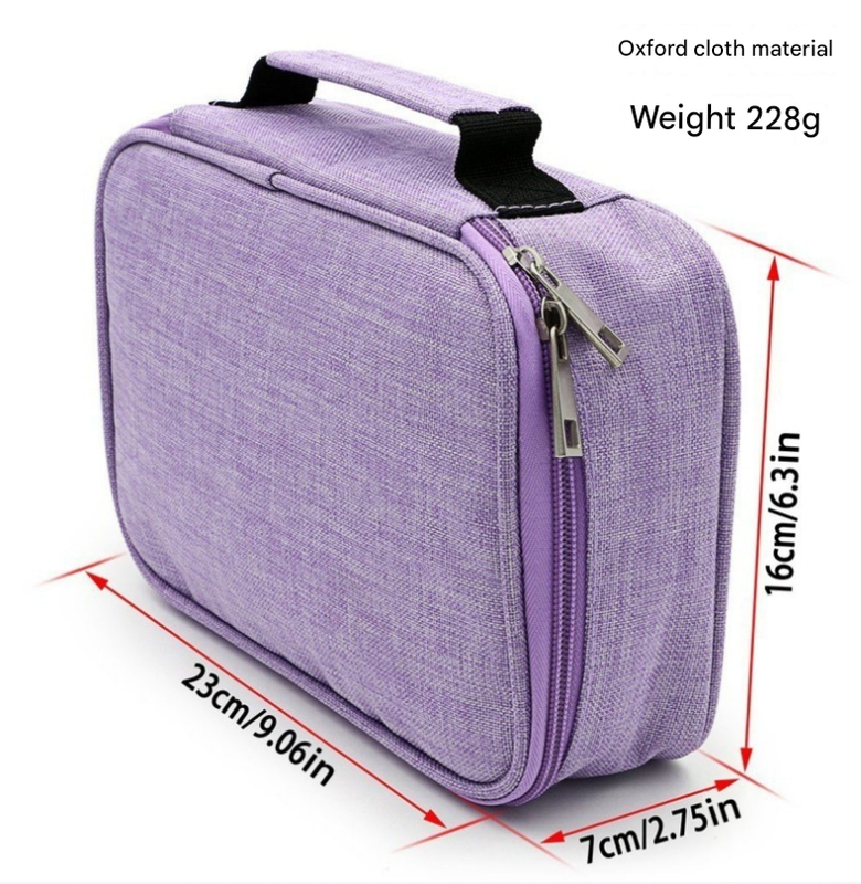 Grey Large Capacity 72-Slot Pencil Case - Multi-functional Oxford Cloth Storage for Students, Artists & Stationery (23x7x16 cm, 228g)