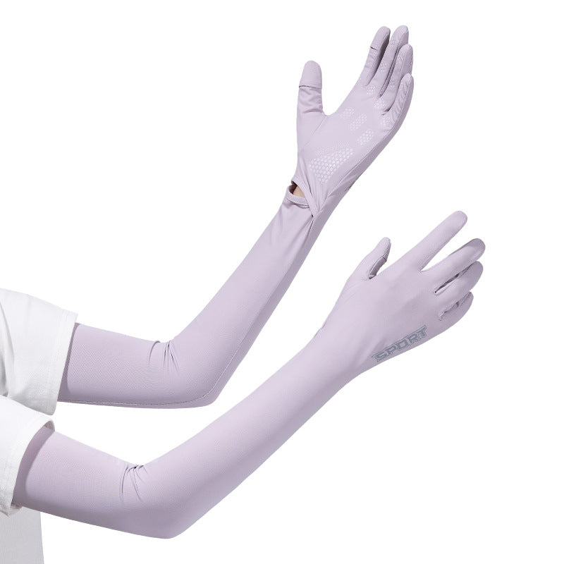 Purple Cooling UV Protection Arm Sleeves Long Sun Block Gloves Breathable Stretchy Hand Cover for Cycling Driving and Outdoor Sports Australia
