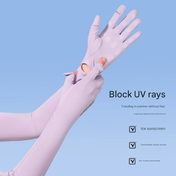Grey Cooling UV Protection Arm Sleeves Long Sun Block Gloves Breathable Stretchy Hand Cover for Cycling Driving and Outdoor Sports Australia