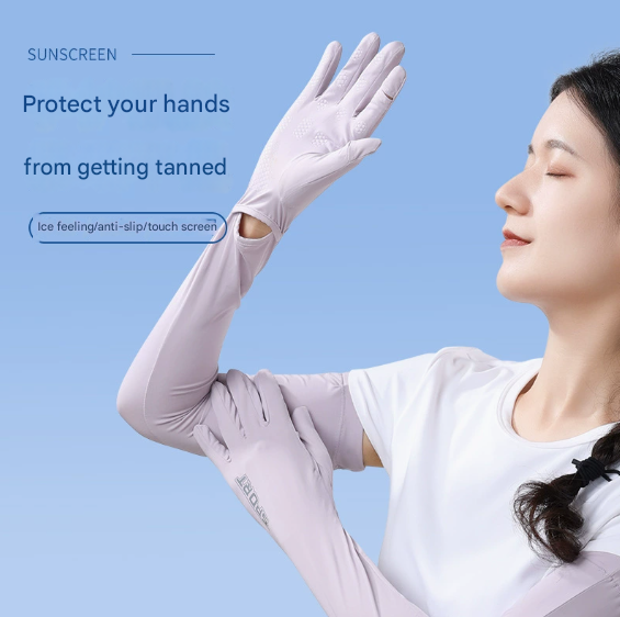 Dark Grey Cooling UV Protection Arm Sleeves Long Sun Block Gloves Breathable Stretchy Hand Cover for Cycling Driving and Outdoor Sports Australia