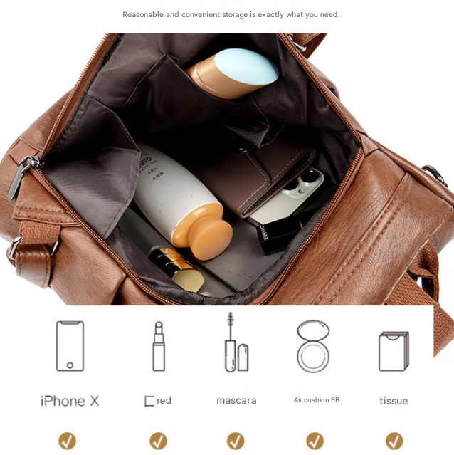 Brown Women's Anti-Theft Backpack Purse Soft Faux Leather Convertible Rucksack Shoulder Bag Large Capacity 31cm for Travel Work Daily Use