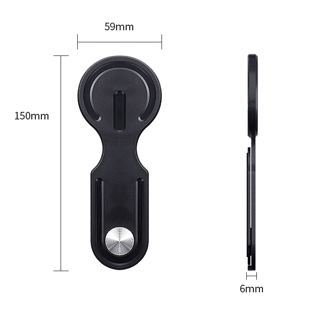 Light Grey Magnetic Laptop Phone Holder Side Mount Expansion Bracket Slim 6mm Foldable Stand with Metal Ring for Dual Screen Work Office Setup