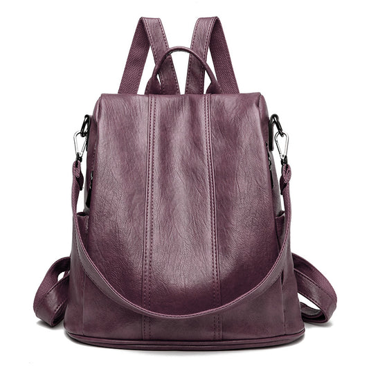 Purple Women's Anti-Theft Backpack Purse Soft Faux Leather Convertible Rucksack Shoulder Bag Large Capacity 31cm for Travel Work Daily Use