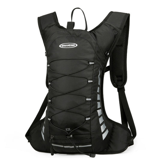 Black Lightweight Outdoor Sports Backpack Breathable Hiking Daypack Compact Running Cycling Bag with Bungee Storage 45cm for Travel