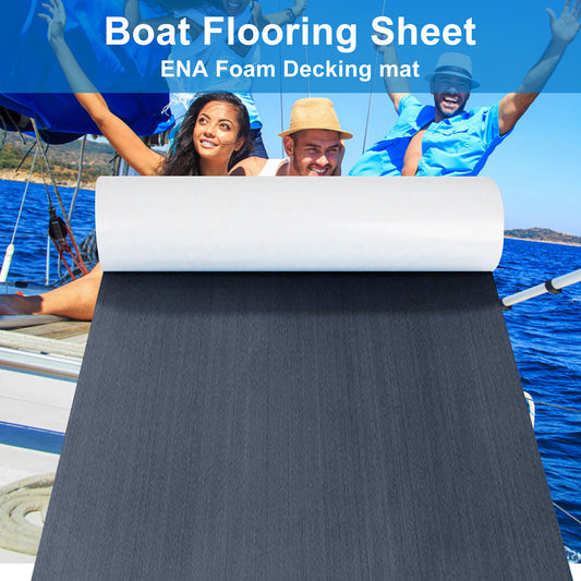 2400*900*6mm High Density EVA Foam Marine Flooring Flat Sheet Non-Grooved Self-Adhesive Boat Decking Mat Grey for Jet Ski Kayak & Fishing Boat