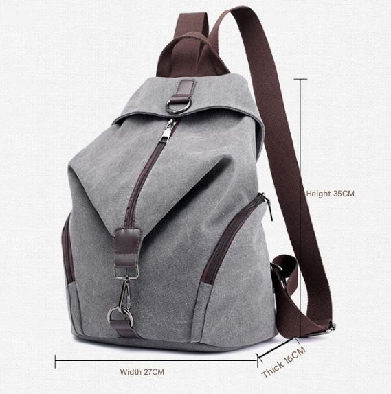 Blue Women's Vintage Canvas Backpack Casual Daypack Retro College School Bag Large Capacity Rucksack for Travel Work & Daily Use