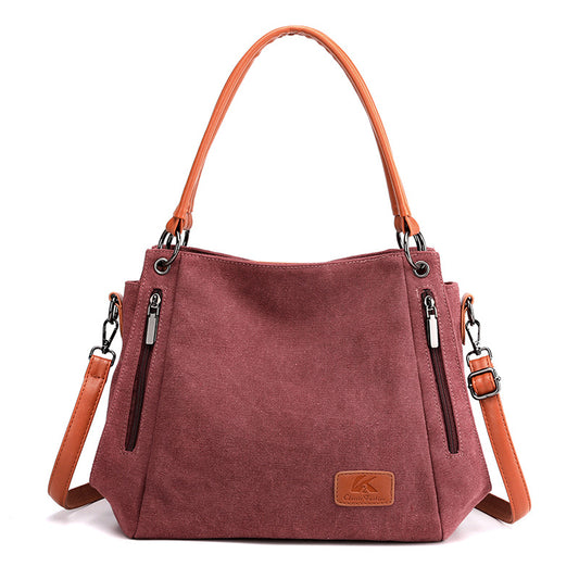 Purple Women's Canvas Hobo Handbag Large Shoulder Tote Bag Adjustable Crossbody Strap Casual Purse 40cm for Work School Travel