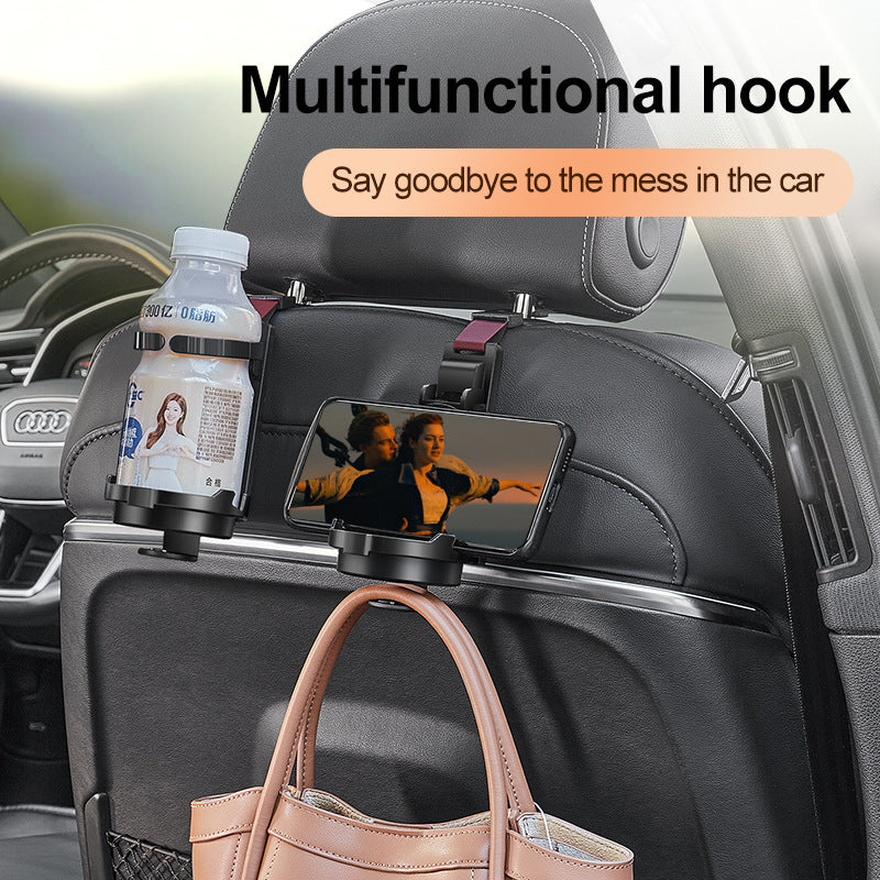 Orange 3-in-1 Car Headrest Organizer Hook
